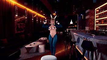 Naughty young saber dresses up in a rabbit costume and posing in nightclub Naughty young saber dresses up in a rabbit costume and posing in nightclub