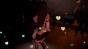 Lewd athletic tifa in rabbit costume entertains clients with erotic dance Lewd athletic tifa in rabbit costume entertains clients with erotic dance