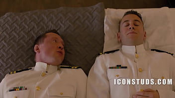 Lonely men in uniform fuck on their paycation