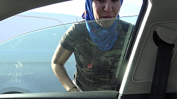 This naughty muslim girl in hijab doesn't mind having car sex with strangers