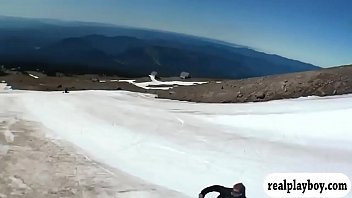Badass babes snowboarding while all nude Badass babes snowboarding while all nude