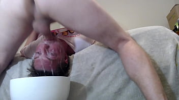 Sissy fag gagging on my big cock