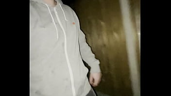 Slut peeing pants outdoor and walks around
