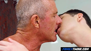 Grandpa stepdad and step grandson reunitided all together in the bathroom Grandpa stepdad and step grandson reunitided all together in the bathroom