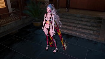Dominant slut daki poses sensually at night in revealing chinese outfit Dominant slut daki poses sensually at night in revealing chinese outfit