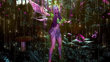 Naive pale skinned fairy gracefully posing in a elven woodland alone Naive pale skinned fairy gracefully posing in a elven woodland alone