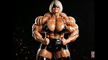 2b gets to be a muscle monster in this female muscle growth video 2b gets to be a muscle monster in this female muscle growth video
