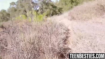 Petite teens suck and fuck outdoors for a lucky dude Petite teens suck and fuck outdoors for a lucky dude