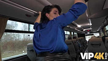 Pretty big titted lady is fucking in the bus Pretty big titted lady is fucking in the bus