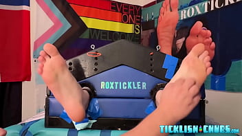 Chubby dom tickles restrained amateur