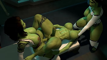 Threesome with three horny shemale space orcs Threesome with three horny shemale space orcs