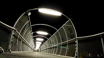 Naked on a lighted bridge Naked on a lighted bridge