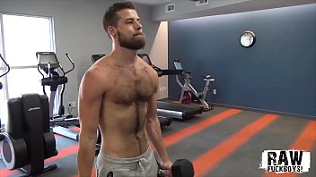Hairy stud tugs his cock after the gym Hairy stud tugs his cock after the gym