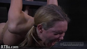 Painful clamping for beauty's pantoons Painful clamping for beauty's pantoons