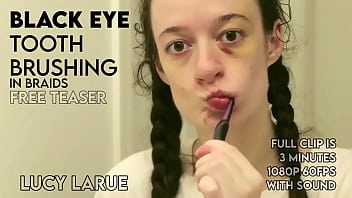 Black eye tooth brushing in braids Black eye tooth brushing in braids
