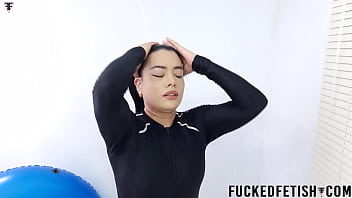 Curvy darkhair wetlook neoprene slow version Curvy darkhair wetlook neoprene slow version