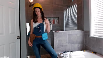 Construction girl sage eldritch wetting denim overalls & panties Construction girl sage eldritch wetting denim overalls & panties