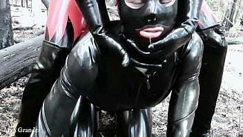 Sexy latex teasing erotic mistress and submissive