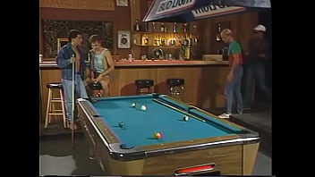 Homo guys are enjoy mutual blowjobs on the pool table in the bar Homo guys are enjoy mutual blowjobs on the pool table in the bar