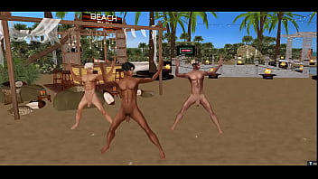 Nude friends dancing on the beach Nude friends dancing on the beach
