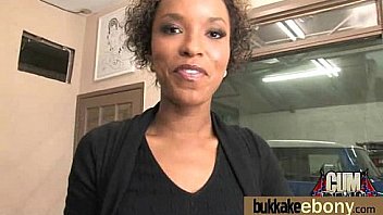 Ebony gets group cumshots 1 Ebony gets group cumshots 1
