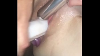 Woman enjoys showing off to husband using toys Woman enjoys showing off to husband using toys