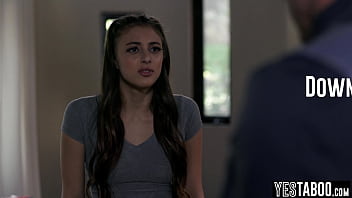 Naughty petite teen spanked and pounded by big dick mature step dad