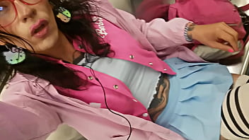 Upskirt femboy on subway Upskirt femboy on subway