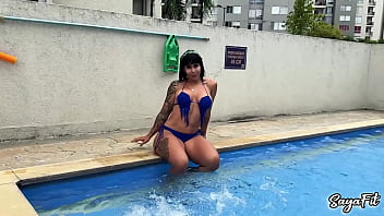 Sayafit seduces neighbor in a beautiful bikini and her big latina ass by the pool anal Sayafit seduces neighbor in a beautiful bikini and her big latina ass by the pool anal