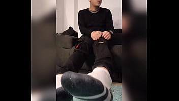 Tomas show us his feet and socks Tomas show us his feet and socks