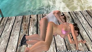 Hot 3d brunette babe gets fucked hard on the beach Hot 3d brunette babe gets fucked hard on the beach
