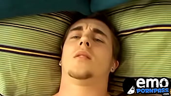 Kinky emo teen moans while jerking off