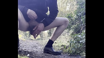 Masterbating my small cock in the woods Masterbating my small cock in the woods