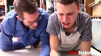 Threesome with a gay cop for step father and Threesome with a gay cop for step father and