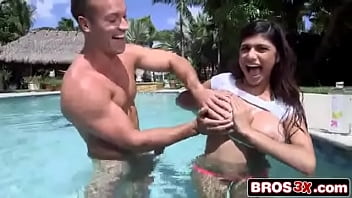 Poolside heat with a busty muslim refugee brunette craving it all Poolside heat with a busty muslim refugee brunette craving it all