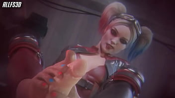 Harley quinn gives sexual footjob to white male