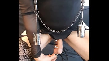 Extreme kinky crossdresser with big nipples receiving remote e stim Extreme kinky crossdresser with big nipples receiving remote e stim
