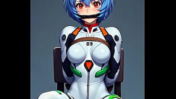 Rei tied by rope to a chair