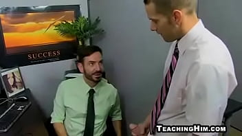 Horny mature hunk sucking a cock at the office Horny mature hunk sucking a cock at the office