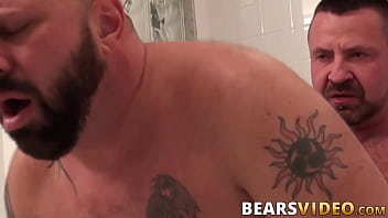 Hairy inked bears banging under shower Hairy inked bears banging under shower
