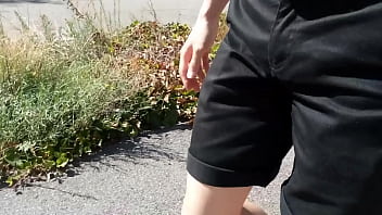 Twink walking barefoot on the road and still no shoe in a tram to the city Twink walking barefoot on the road and still no shoe in a tram to the city