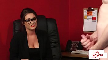 Heeled british voyeur at office instructs Heeled british voyeur at office instructs