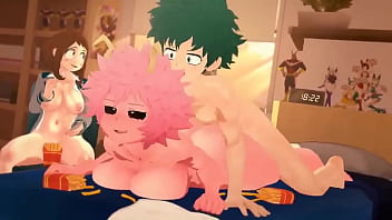 Mina getting pounded in the ass hard with uraraka in the room