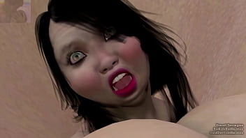 A woman eats a lolipop and grows bigger A woman eats a lolipop and grows bigger