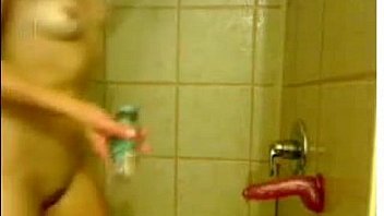 Hot blonde teen with dildo in shower Hot blonde teen with dildo in shower