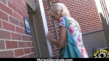 Ebony teen shows off her blowjob skills at gloryhole Ebony teen shows off her blowjob skills at gloryhole