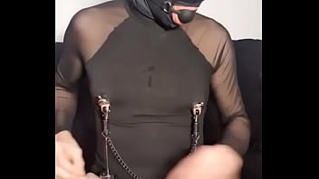Extreme kinky crossdresser with big nipples receiving remote electro Extreme kinky crossdresser with big nipples receiving remote electro