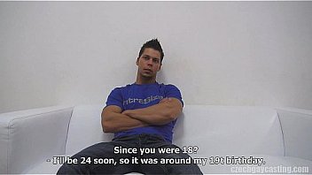 Wanking his cocks alone