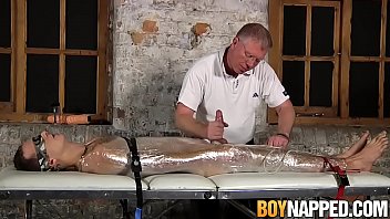 Completely tied submissive man teased Completely tied submissive man teased