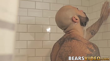 Hairy hunk jerks off solo in the shower Hairy hunk jerks off solo in the shower